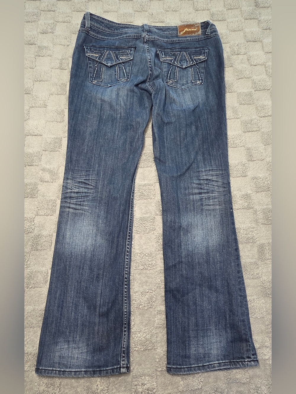 Seven7 Women's Blue Jeans Rhinestone Size 12 Boot Cut Medium Wash - Picture 2 of 14